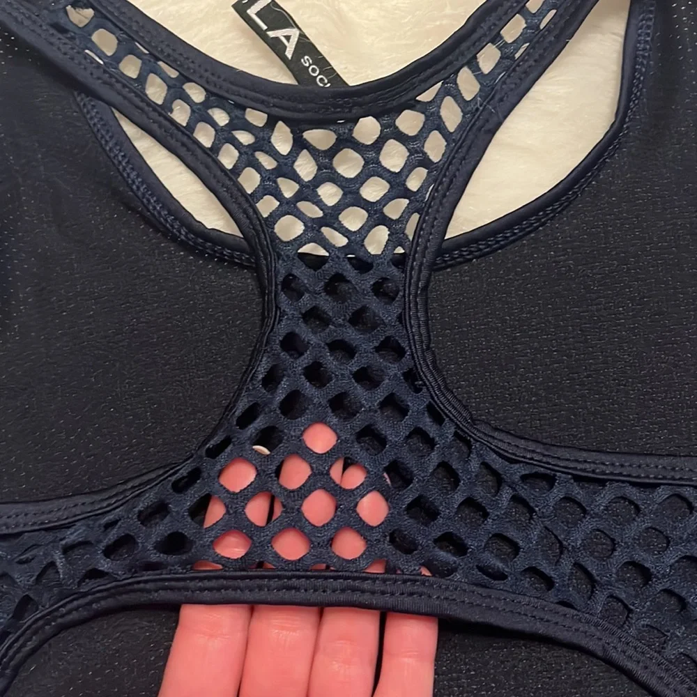 Navy Blue Sports Bra with Mesh Back
